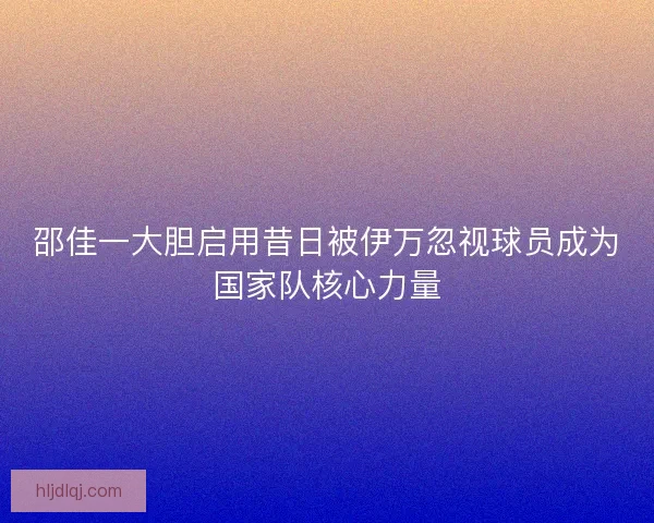 邵佳一大胆启用昔日被伊万忽视球员成为国家队核心力量