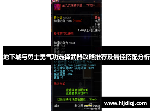 地下城与勇士男气功选择武器攻略推荐及最佳搭配分析